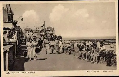 Ak Saint Aubin sur Mer Calvados, sur la Digue, Bazar Mériel