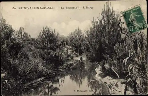 Ak Saint Aubin sur Mer Calvados, la Tourelle, l' Etang