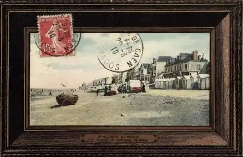 Passepartout Ak Saint Aubin sur Mer Calvados, la Plage à marée basse