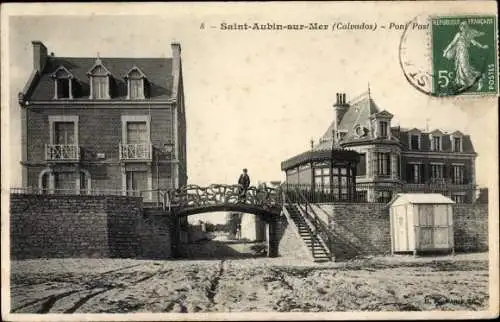 Ak Saint Aubin sur Mer Calvados, le Pont Pasteur