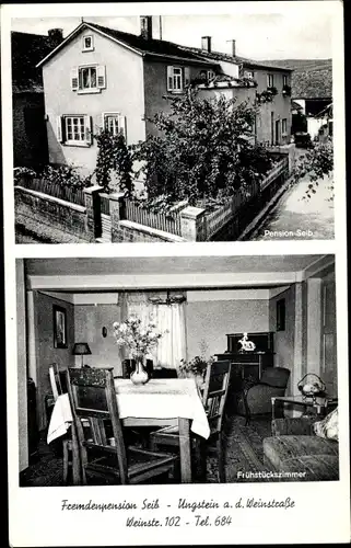 Ak Ungstein Bad Dürkheim, Fremdenpension, Weinstraße 102, Frühstückszimmer