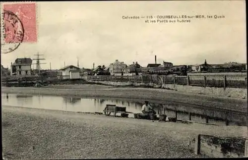 Ak Courseulles sur Mer Calvados, Les Quais, Les Parcs aux huitres