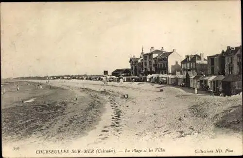 Ak Courseulles sur Mer Calvados, La Plage et les Villas