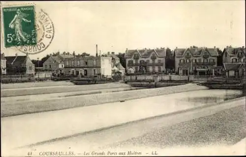 Ak Courseulles sur Mer Calvados, Les Grands Parcs aux Huitres