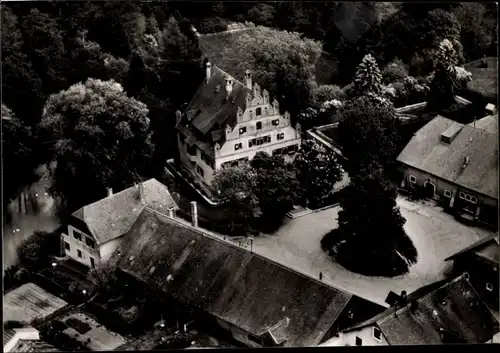 Ak Mirskofen Essenbach in Niederbayern, Gut Holzen, Luftaufnahme
