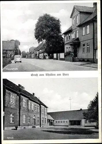 Ak Rhüden Seesen am Harz, Hauptstraße, Schule