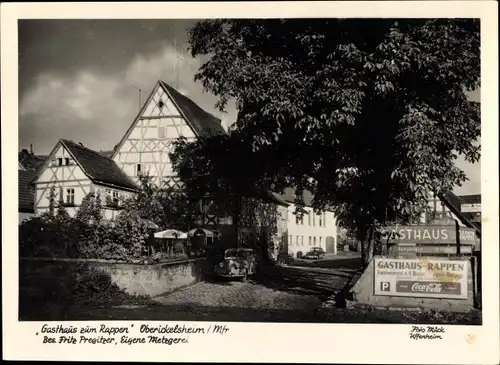 Ak Oberickelsheim in Mittelfranken, Gasthaus zum Rappen, Reklame Coca Cola