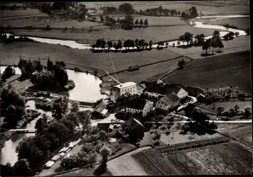 Ak Karpfham Bad Griesbach im Rottal Niederbayern, Bieringer Mühle, Luftaufnahme