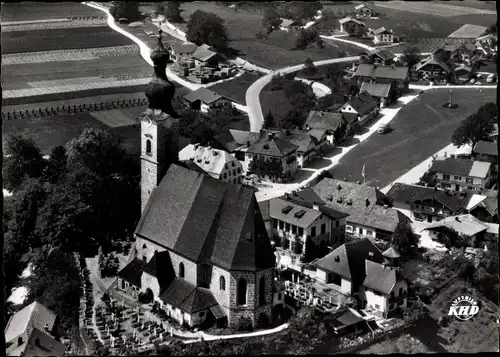 Ak Anger in Oberbayern, Kirche, Luftbild