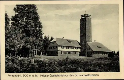 Ak Fohrenbühl Lauterbach im Schwarzwald, Krieger Gedächnishaus d. Schwarzwaldvereins