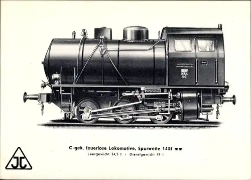 Ak Deutsche Eisenbahn, Dampflokomotive, C gek. feuerlose Lok, Spurweite 1435mm, Arn. Jung