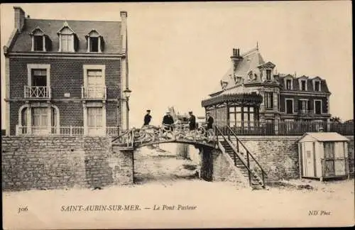 Ak Saint Aubin sur Mer Calvados, le Pont Pasteur