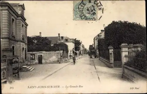 Ak Saint Aubin sur Mer Calvados, la Grande Rue