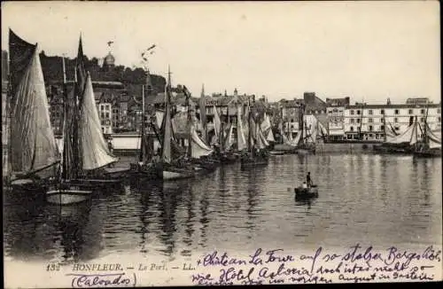 Ak Honfleur Calvados, le Port, Segelboote, Fischerboote, Barques