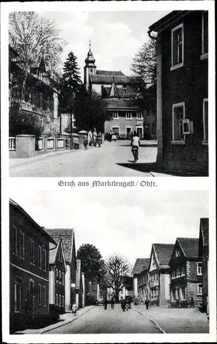 Ak Marktleugast Oberfranken, Straßenpartie, Kirche