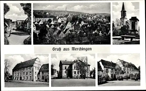 Ak Merchingen Ravenstein in Baden, Ortsansichten, Gesamtansicht, Kirche, Straßenpartie