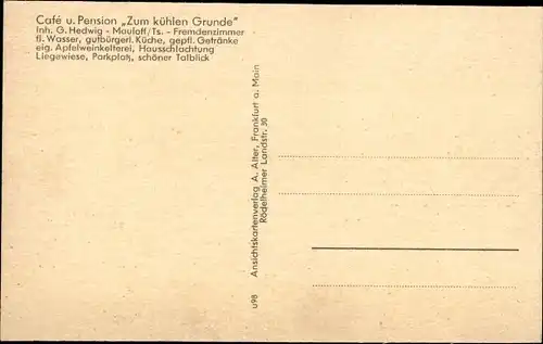Ak Mauloff Weilrod im Taunus, Cafe und Pension Zum kühlen Grunde
