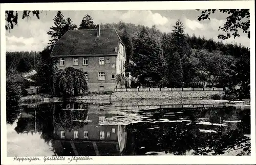 Ak Heppingsen Frönsberg Hemer im Sauerland, Gaststätte Jägerruh, Bes. Otto Ruthenbeck, Panorama, See