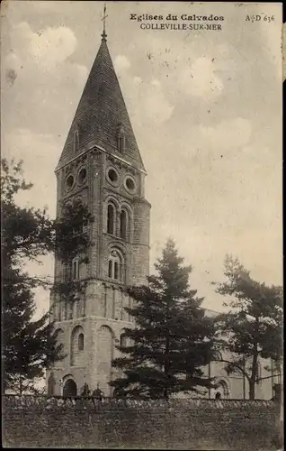 Ak Colleville sur Mer Calvados, L'Eglise