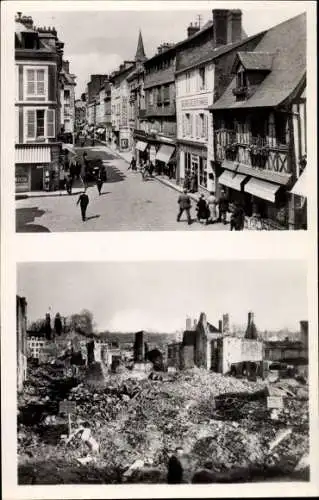 Ak Lisieux Calvados, vue générale de la Rue du Pont Mortain, Kriegszerstörung 1944, 2. WK