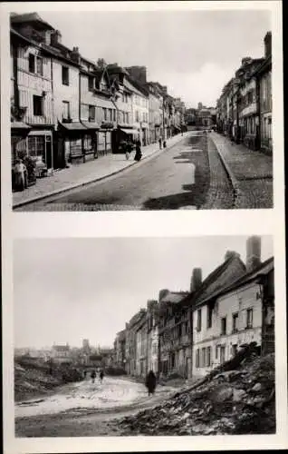 Ak Lisieux Calvados, vue générale de la Rue de Caen, Kriegszerstörung 1944, 2. WK