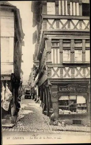 Ak Lisieux Calvados, La Rue de la Paix, Geschäfte, Fleischer