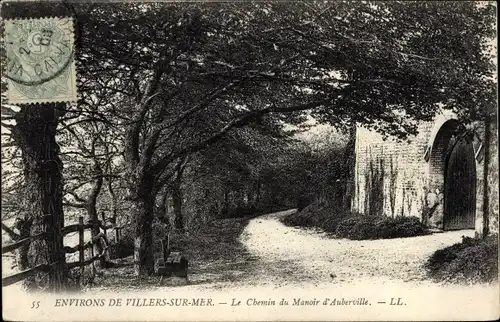 Ak Auberville Calvados, le Chemin du Manoir d' Auberville