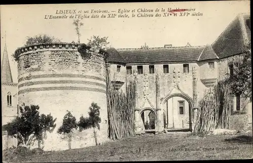 Ak La Houblonnière Calvados, Église et Château