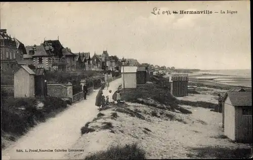 Ak Hermanville sur Mer Calvados, la Digue, Strandpromenade