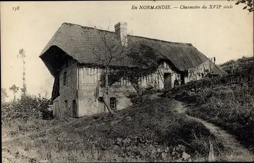 Ak Calvados, Chaumière du XVIIe siècle