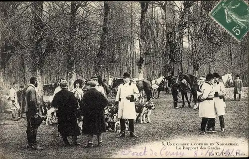 Ak Normandie, Chasse a courre, Le rapport des Gardes