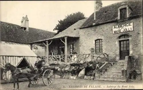 Ak Falaise Calvados, Auberge de Marie Jolly, Auberge du Mont Joly, Pferdekutsche