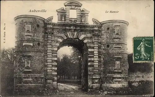 Ak Auberville Calvados, le Manoir, Tor