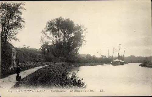 Ak Colombelles Calvados, le Bateau du Havre