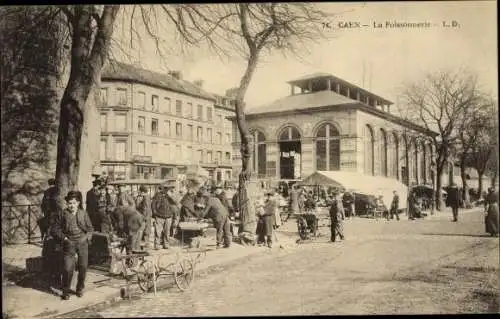 Ak Caen Calvados, la Poissonnière, Markthalle