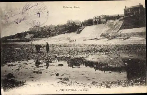 Ak Villerville Calvados, la Plage, Ebbe