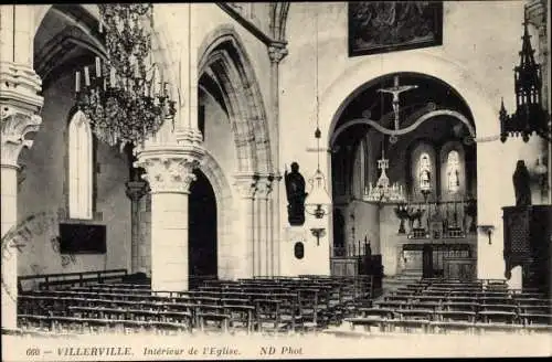 Ak Villerville Calvados, Intérieur de l' Église