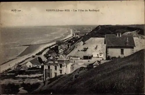 Ak Villerville sur Mer Calvados, les Villas du Boulevard, Panorama