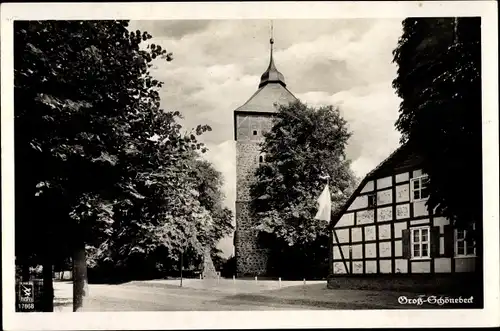 Ak Groß Schönebeck Schorfheide Brandenburg, Ortsansicht, Turm