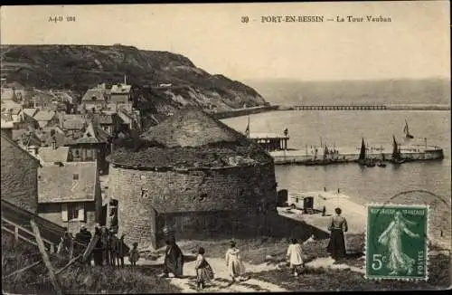 Ak Port en Bessin Calvados, La Tour Vauban