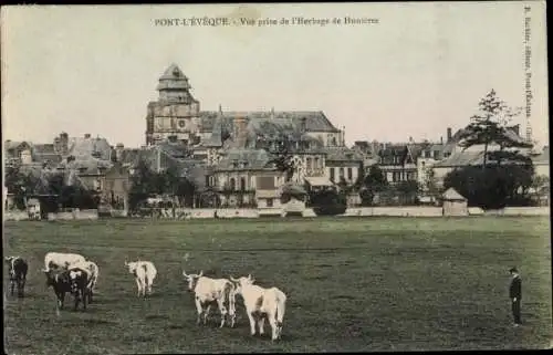Ak Pont l'Eveque Calvados, Vue prise de l'Herbage de Hunieres