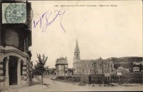 Ak Houlgate sur Mer Calvados, Place de l'Eglise