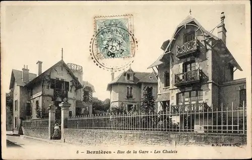 Ak Bernières Calvados, Rue de la Gare, Les Chalets