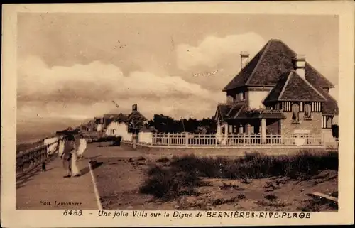 Ak Bernières Rive Plage Calvados, Une jolie Villa sur la Digue