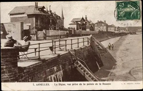 Ak Asnelles Calvados, La Digue, vue prise de la pointe de la Douane