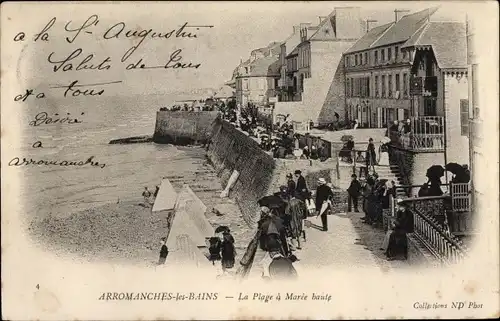 Ak Arromanches les Bains Calvados, La Plage a Maree haute