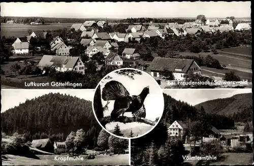 Ak Göttelfingen Seewald im Schwarzwald, Kropfmühle. Völmlesmühle, Ortsansicht, Auerhahn