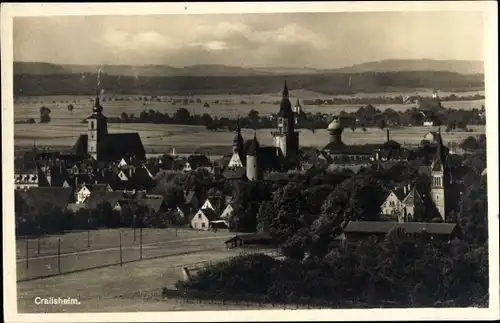 Ak Crailsheim in Württemberg, Panorama mit Türmen, Landschaft