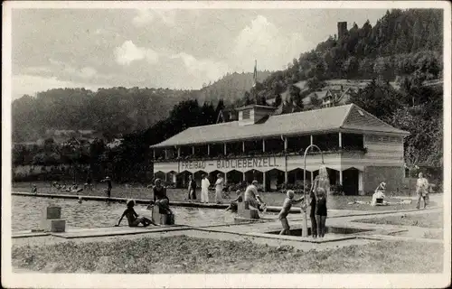 Ak Bad Liebenzell im Schwarzwald, Freibad, Badegäste