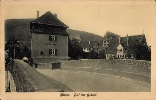 Ak Hirsau Calw im Schwarzwald, Auf der Brücke, Oelmuehle